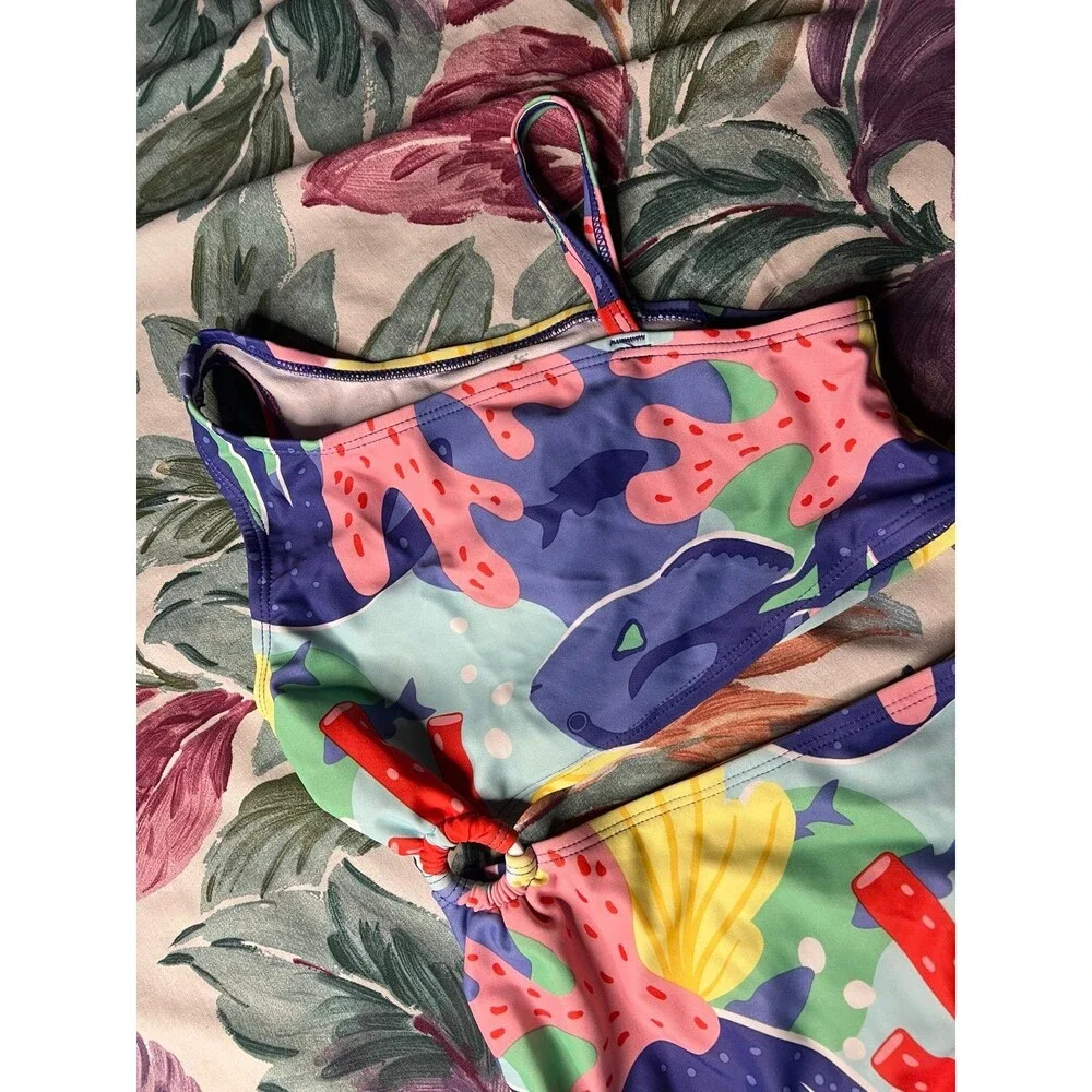 Carter's Little Girl's Colorful Absract One Sholder One Piece Swimsuit